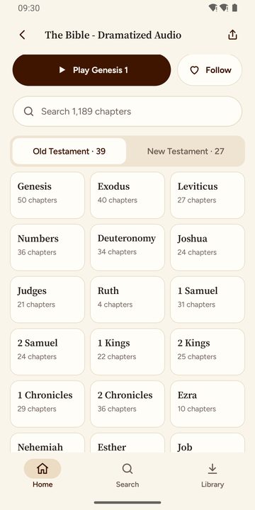 The audio Bible: pick a book, then a chapter
